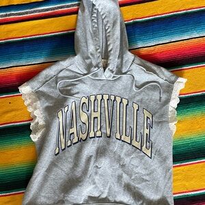 Gray Nashville Hoodie with Lace Sleeves